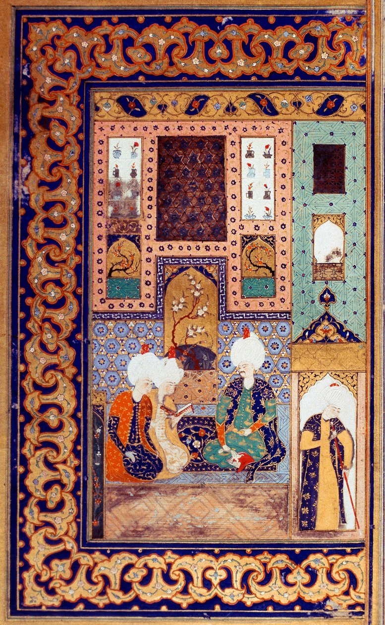 Det Osmanniske Rige: Repræsentation af Sultan Selim I kaldet den Forfærdelige (1470-1520) ledsager to af hans undersåtter. Miniature taget fra "" Divan" (digtgenvinding) skrevet af Sultan Selim I. (Ms. FY1330, fol. 28a) 1500-tallet. Istanbul, Universitet L af Ottoman School