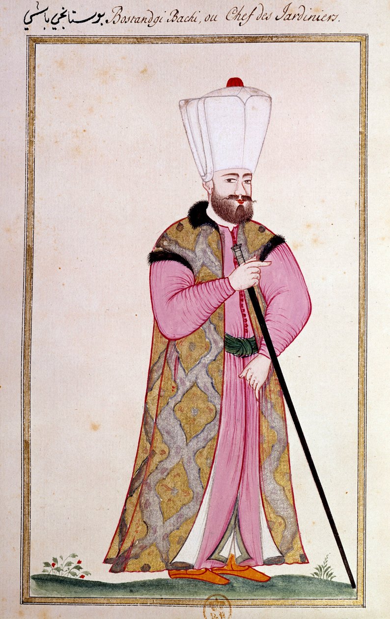 Osmannisk kunst: leder af paladsets gartnere. Print fra et manuskript af Ottoman School