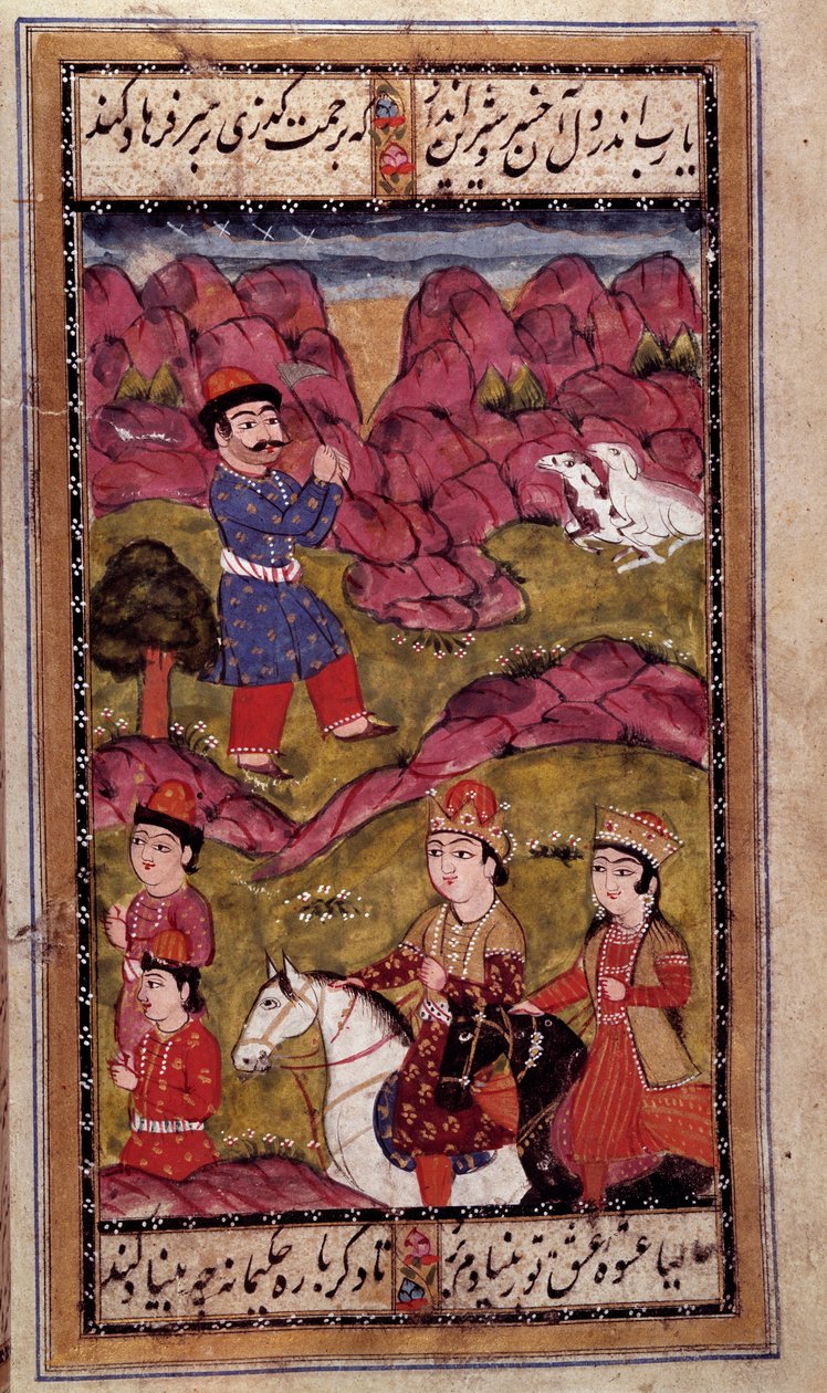 Osmannisk kunst: ridetur af en prins. Tyrkisk manuskriptside. 16. århundrede. Privat samling af Ottoman School