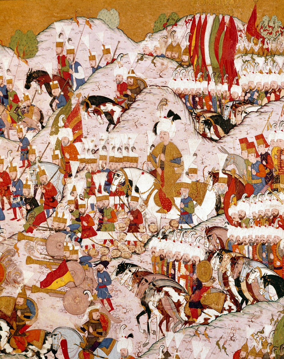 Repræsentation af slaget ved Mohacs den 29/08/1526, detaljer (miniature af Ottoman School