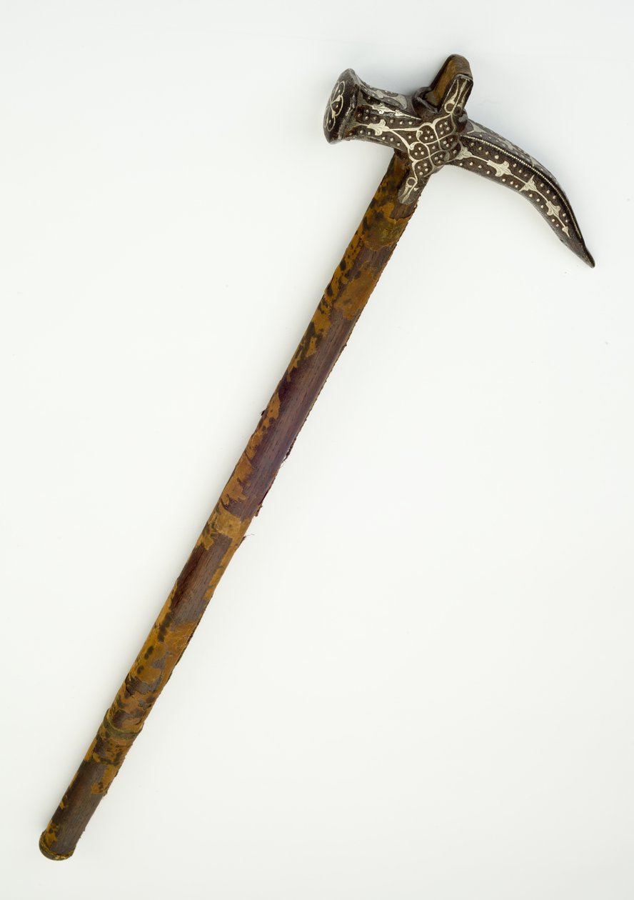 War Hammer, ca. 1680 (jern og træ med sølvtråd og tekstiler) af Ottoman School