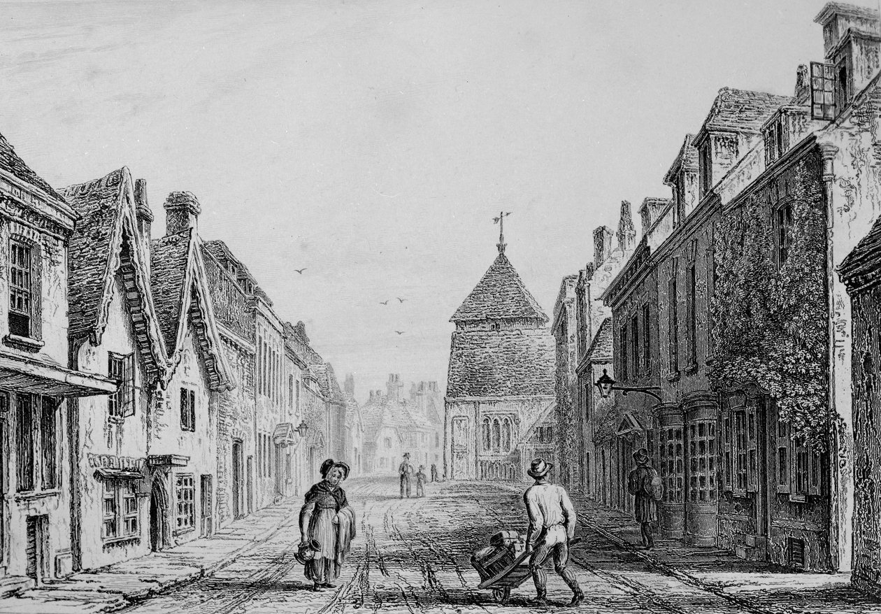 Cheesehill Street Winchester, ca. 1830 (gravering) af Owen Brown Carter