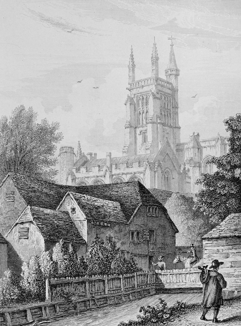 Collegetårn, bibliotek og mølle i Winchester, ca.1830 af Owen Brown Carter