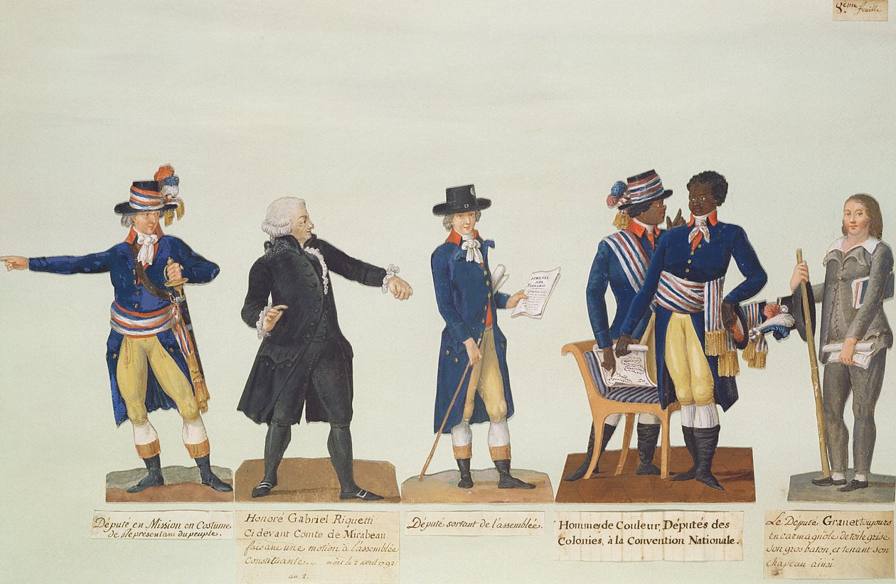 Stedfortrædere for nationalkonventet, Mirabeau og stedfortræder Granet. ca. 1794-5 (gouache) af P. A. and J.B. Lesueur