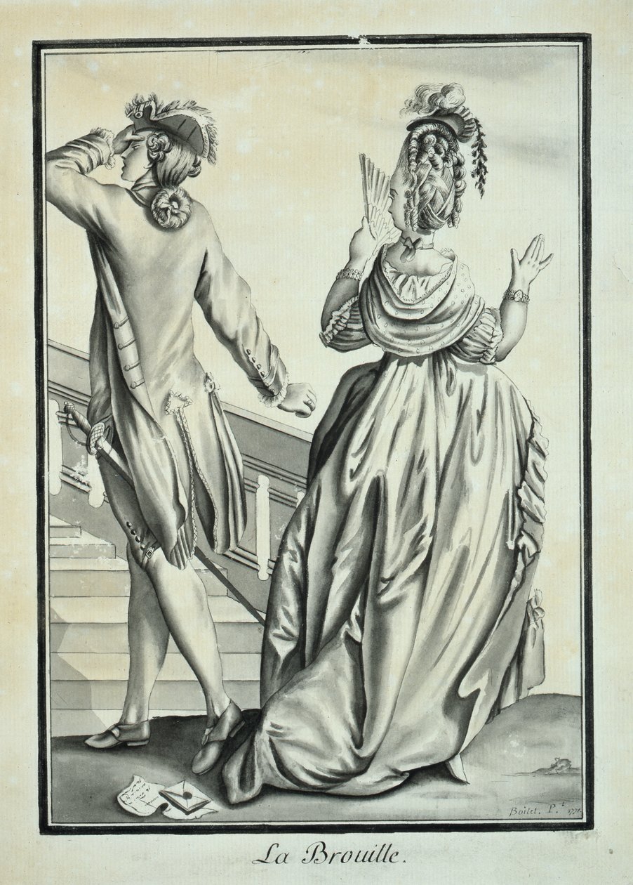La Brouille (Sværdet) 1771 (pen & blæk og grå vask på papir) af P. Boitet