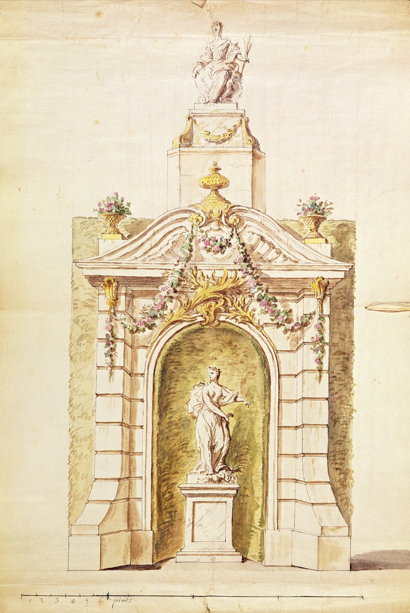 Project for the Fire of St. John, 1741 (wc på papir) af P. L. and L. C. Dumesnil