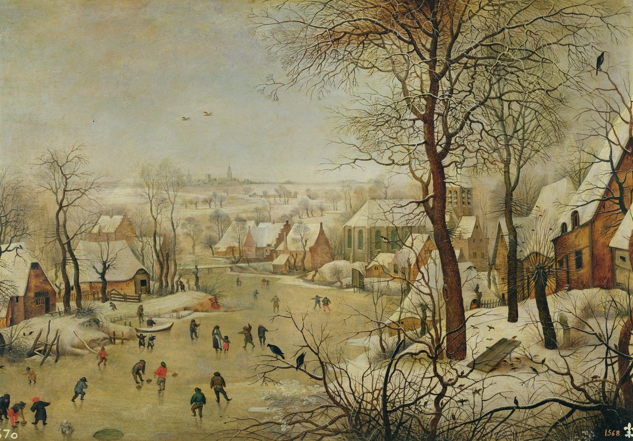 Vinterlandskab med fuglefælde af Pieter Brueghel the Younger