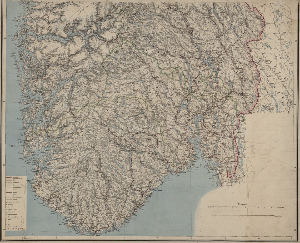 Vejkort over Norge af P.A. Munch