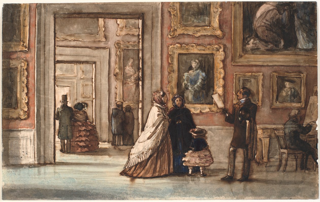 Interiør med besøgende i Palazzo Pitti i Firenze af P.C. Skovgaard