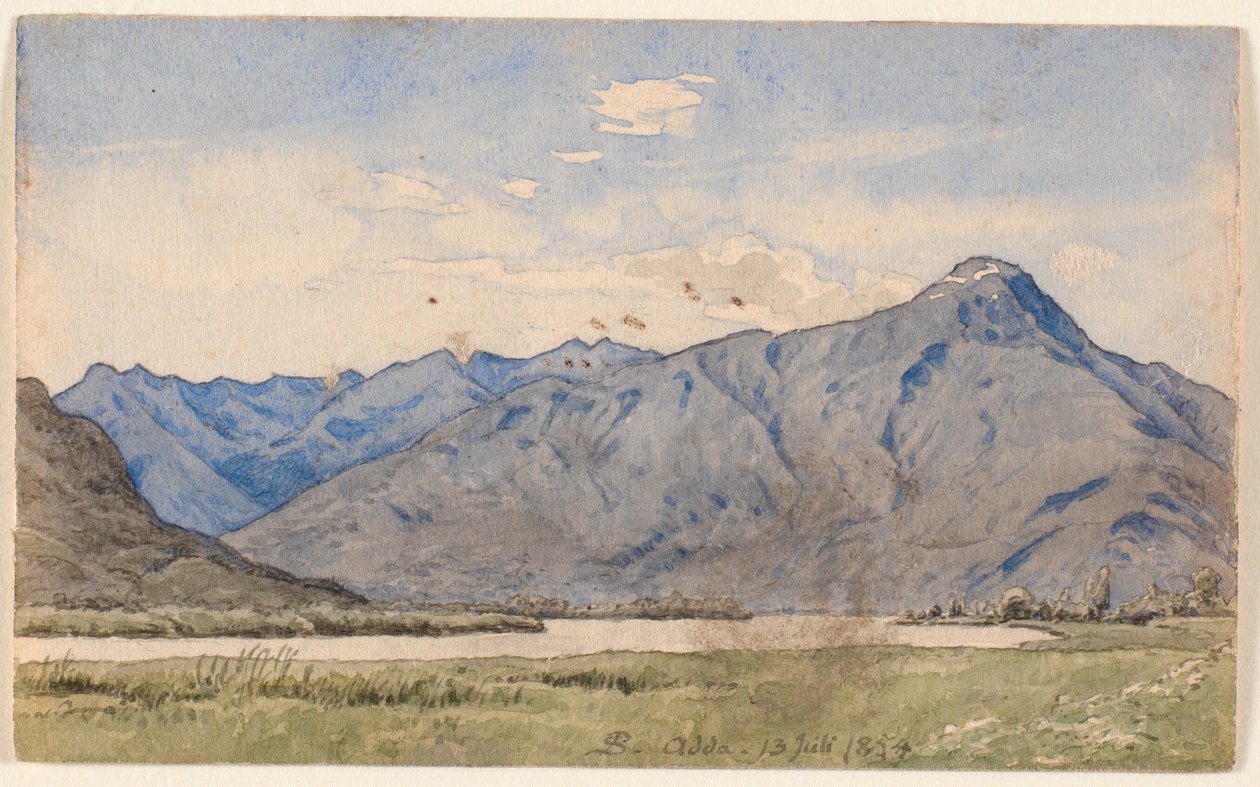 Italiensk landskab med en flod og bjerge. af P.C. Skovgaard