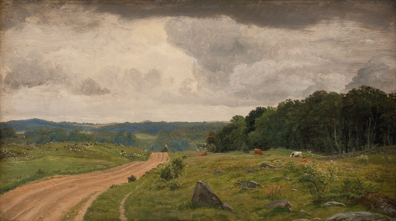 Landscape at Kongens Møller, Sealand. Afternoon Light af P.C. Skovgaard