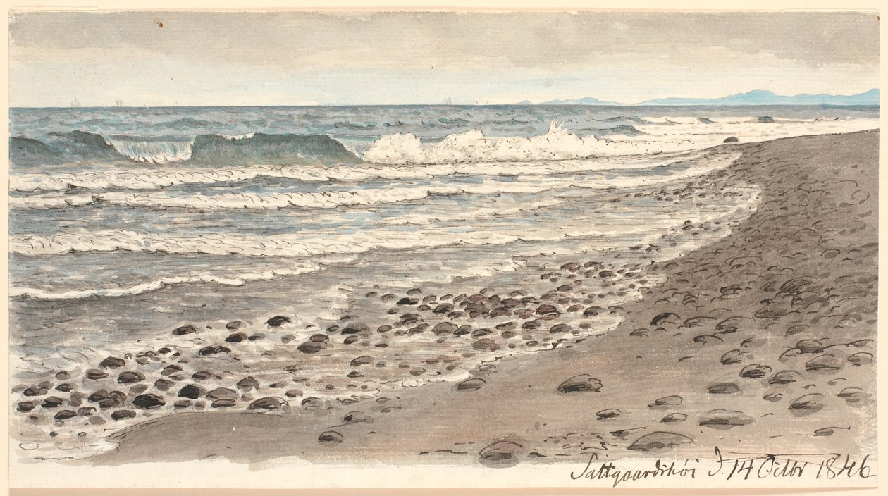 Strandbred med udsigt over Kattegat mod Kullen. af P.C. Skovgaard