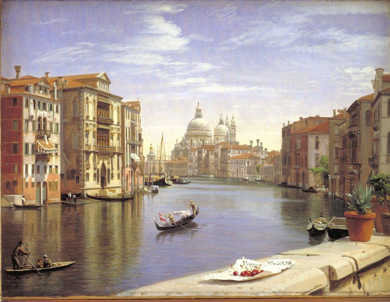 Udsigt over Canal Grande, Venedig. I baggrunden S. Maria della Salute af P.C. Skovgaard