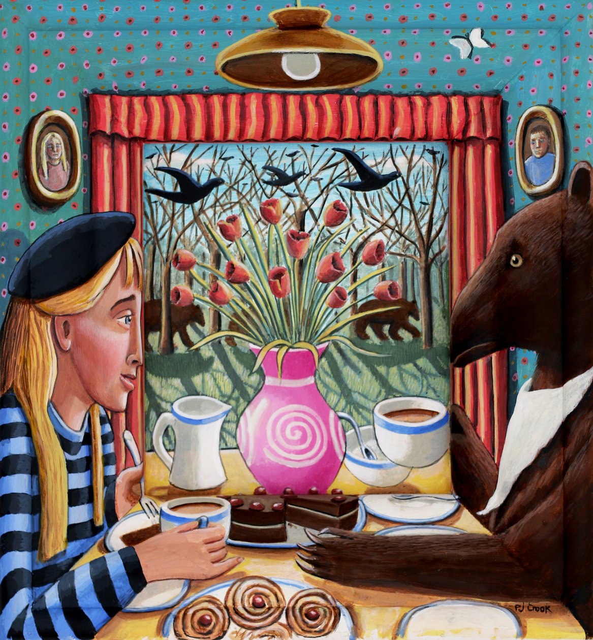 Te med bjørnen, 2025 (tonet gesso) af PJ Crook