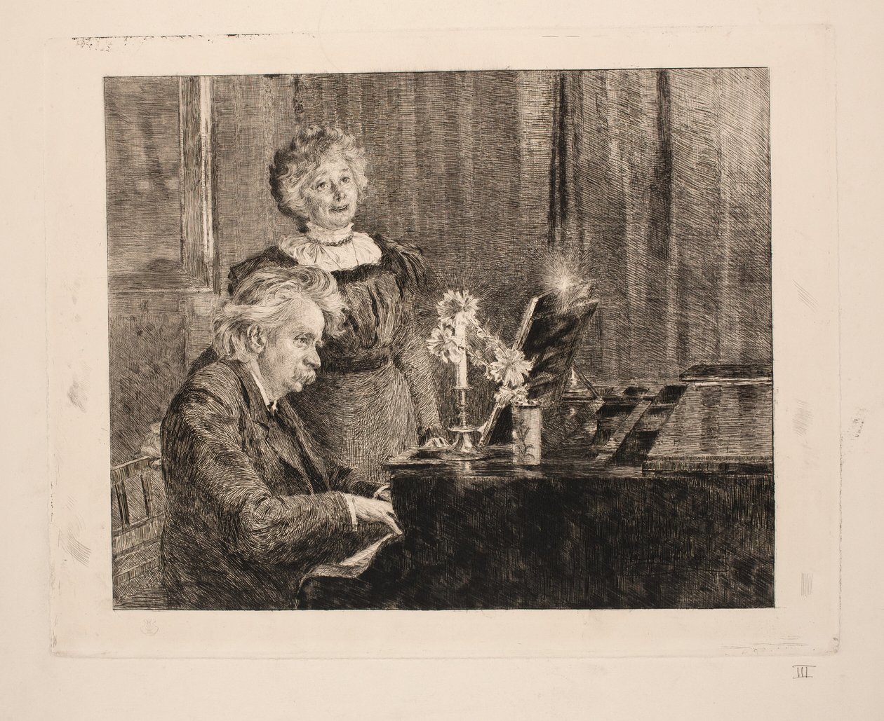 Edvard og Nina Grieg ved klaveret af Peder Severin Krøyer