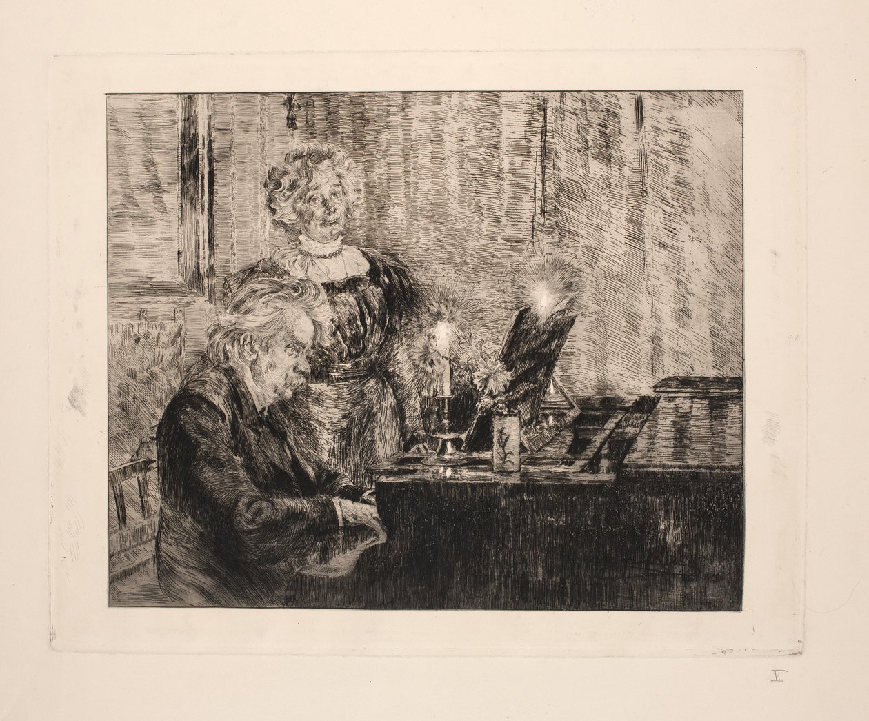 Edvard og Nina Grieg ved klaveret af Peder Severin Krøyer