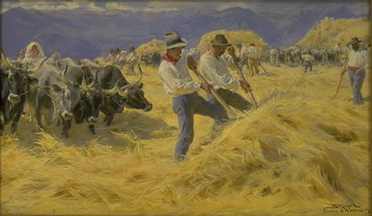 Tærskning i Abruzzi. Byen Antino af Peder Severin Krøyer