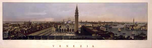 Udsigt over Markuspladsen, Venedig, indgraveret af F. Citerrio (farvet gravering) af P. (after) Majocchi