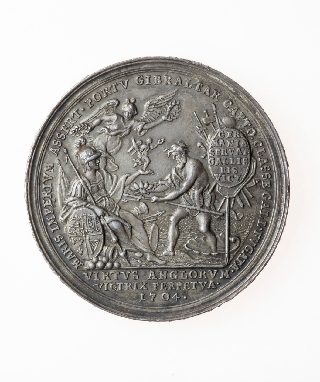 Medalje til minde om britiske sejre, 1704 (sølv) af P. H. Muller