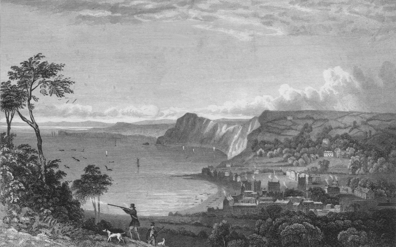 Sidmouth, From the Cliffs, Towards Seaton, 1832. af P. Heath