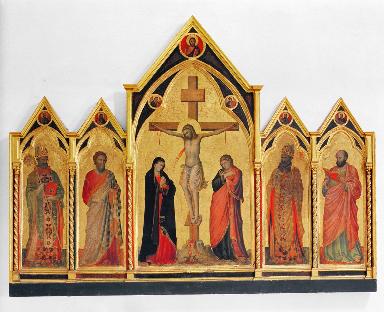 Korsfæstelse med hellige, 1310 (tempera på panel) af Pacino di Buonaguida