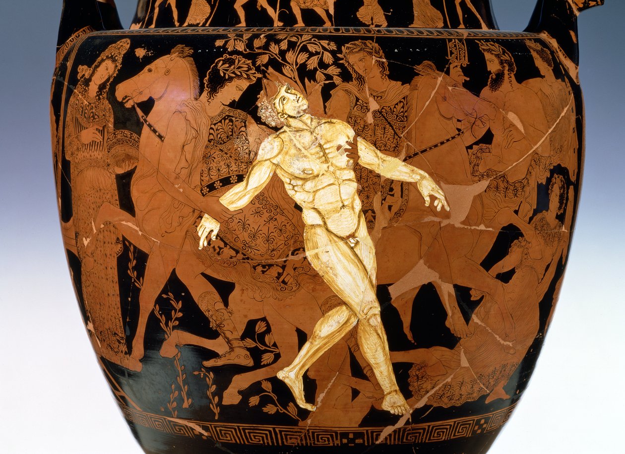 Attic rød-figur volute krater skildrer døden af bronze kæmpe, Talos (keramik) (detalje af 85070) af Painter Talos