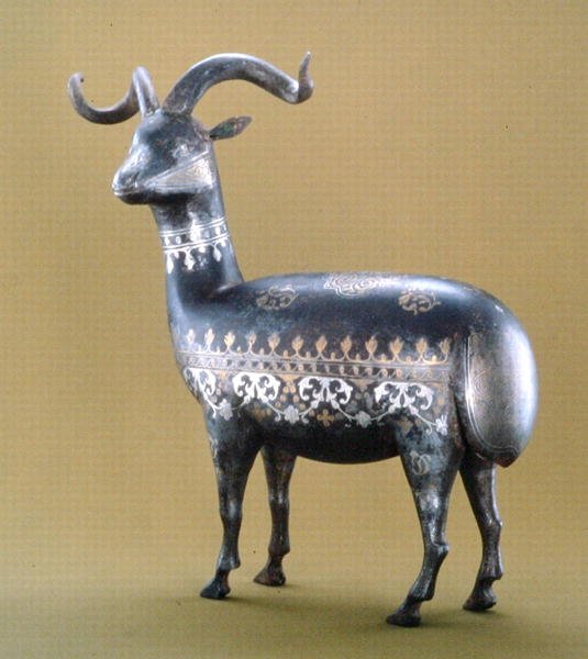 Damascene Ware-ged (zink, kobber og sølv) af Pakistani School