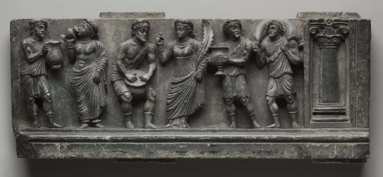 Bachlanian Relief, Pakistan, Gandhara, Buner-området, Tidlig Kushan-periode (ad 1-320) (skifer) af Pakistani School