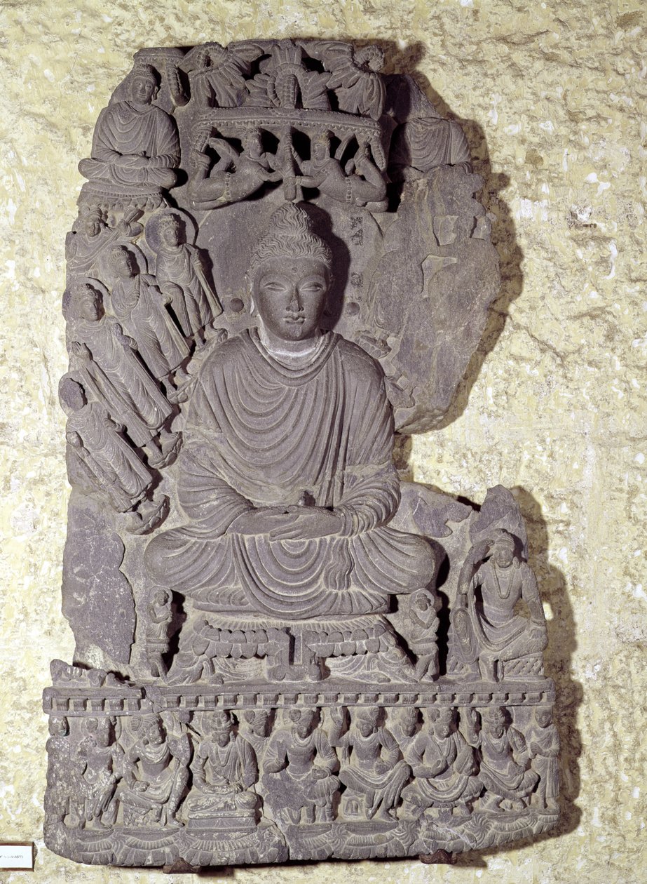 Siddende Buddha i meditation, 1.-4. århundrede af Pakistani School
