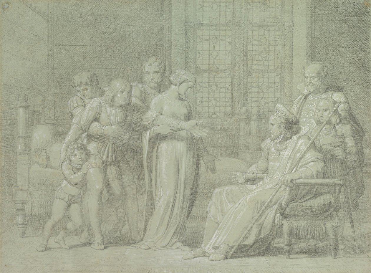 Kong Charles VIII af Frankrig med den døende Gian Galeazzo Sforza i Pavia, 1775-1860. af Palagi Filippo Pelagio
