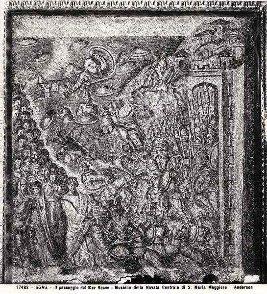 Overgangen af Det Røde Hav, fra midterskibet (mosaik) (s/h foto) af Paleo Christian