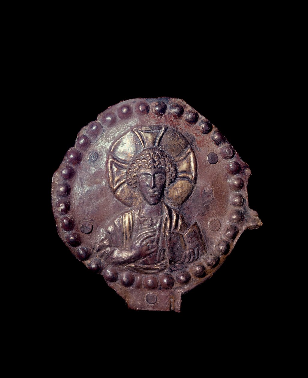 Blessing christ (relief på medalllion, 5.-6. århundrede) af Paleo Christian