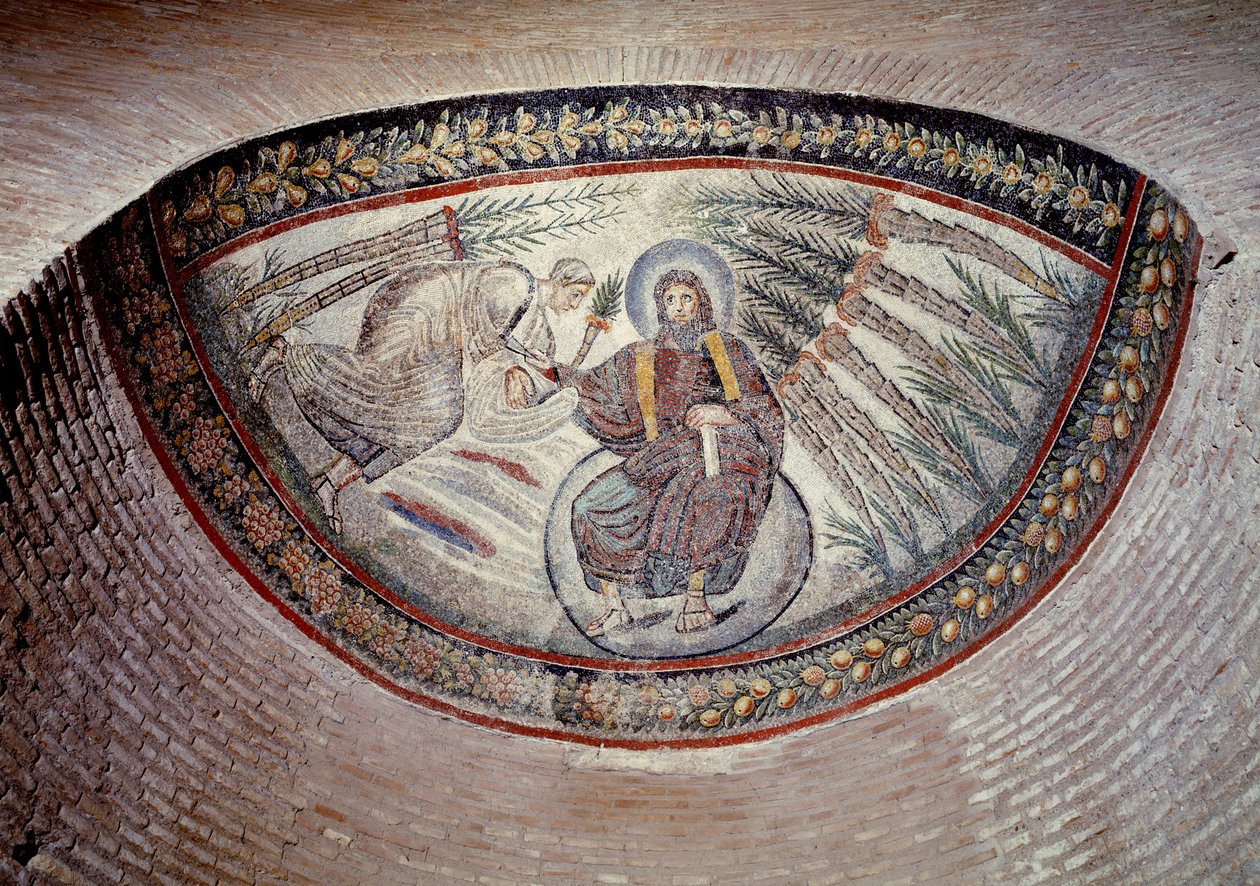 Tidlig kristen kunst: Forløser Giving Law (Peace), Mosaic of the Apse, 4. århundrede af Paleo Christian