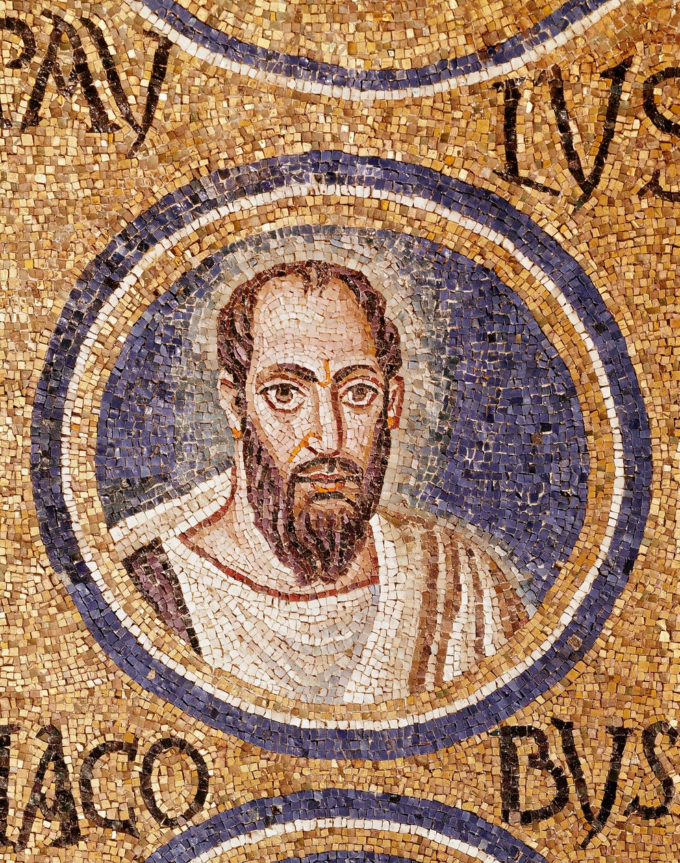Palæokristen kunst: "" Saint Paul"" Mosaik fra det sene 5. århundredes Ravenna, cappella Arcivescovile (archeveche kapel) af Paleo Christian