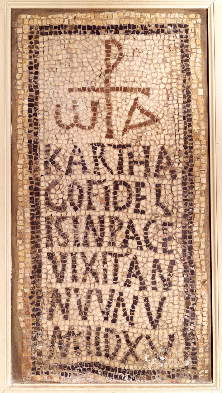 Paleochristian antikvitet: begravelsesmosaik af Karthago, kommer fra ruinerne af den gamle Furnos Minus i Tunesien. Slut 4.-begyndelse 5. århundrede efter JC. Paris, Louvre-museet af Paleo Christian