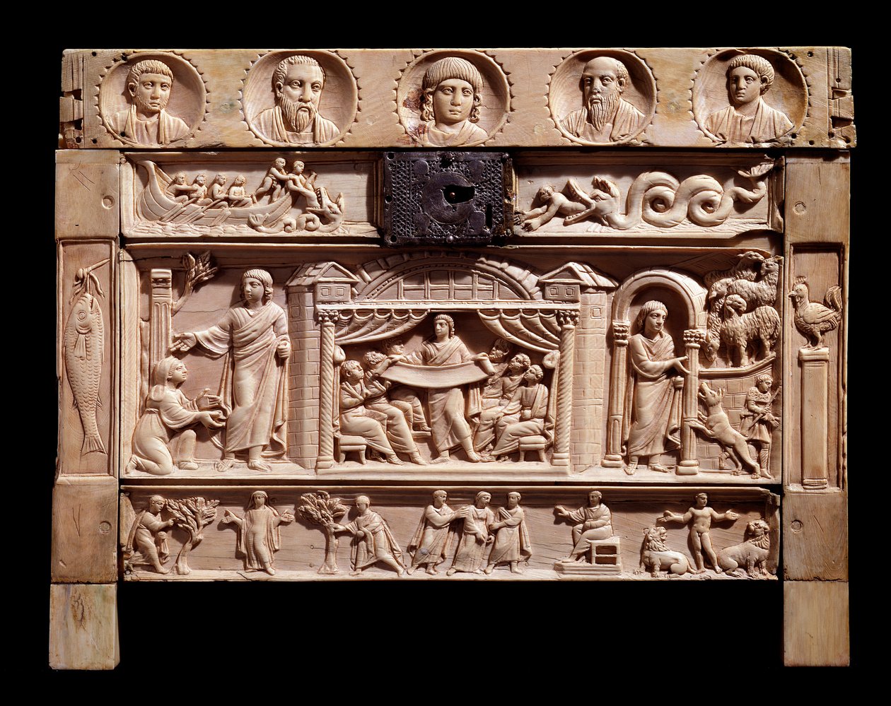 Relikvieskrin med relieffer, der repræsenterer scener fra det gamle testamente. Fra klostret Santa Giulia, 4. århundrede af Paleo Christian
