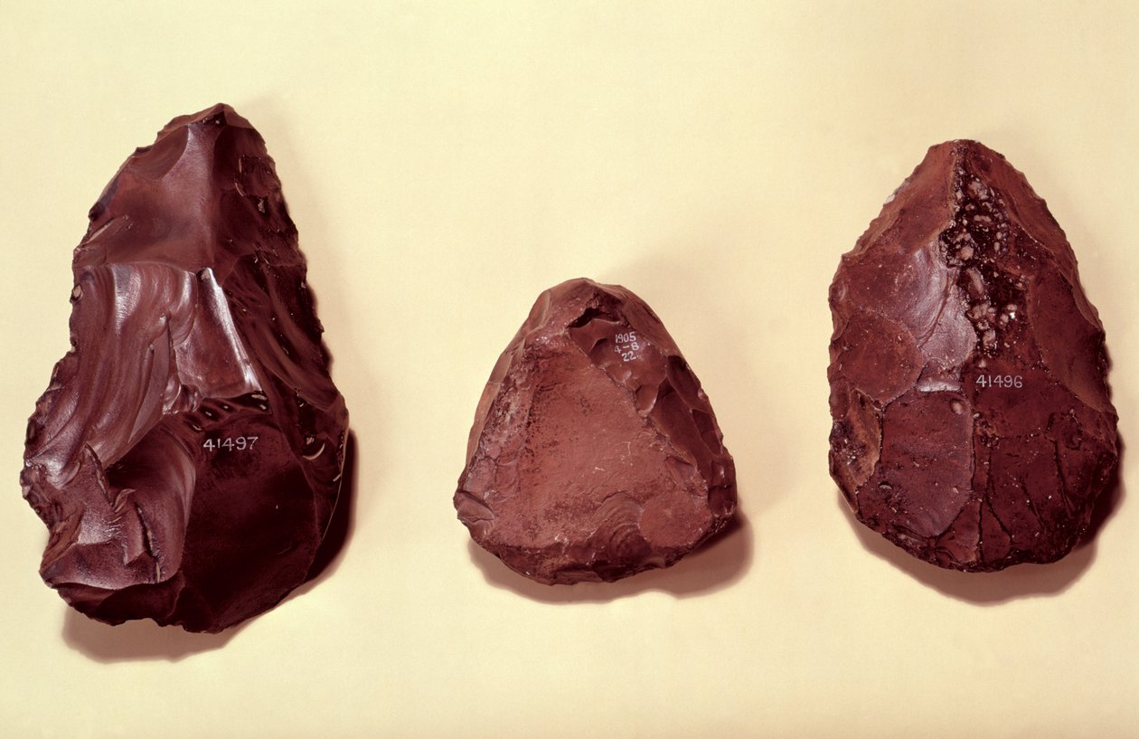 Øksehoveder af flint af Paleolithic