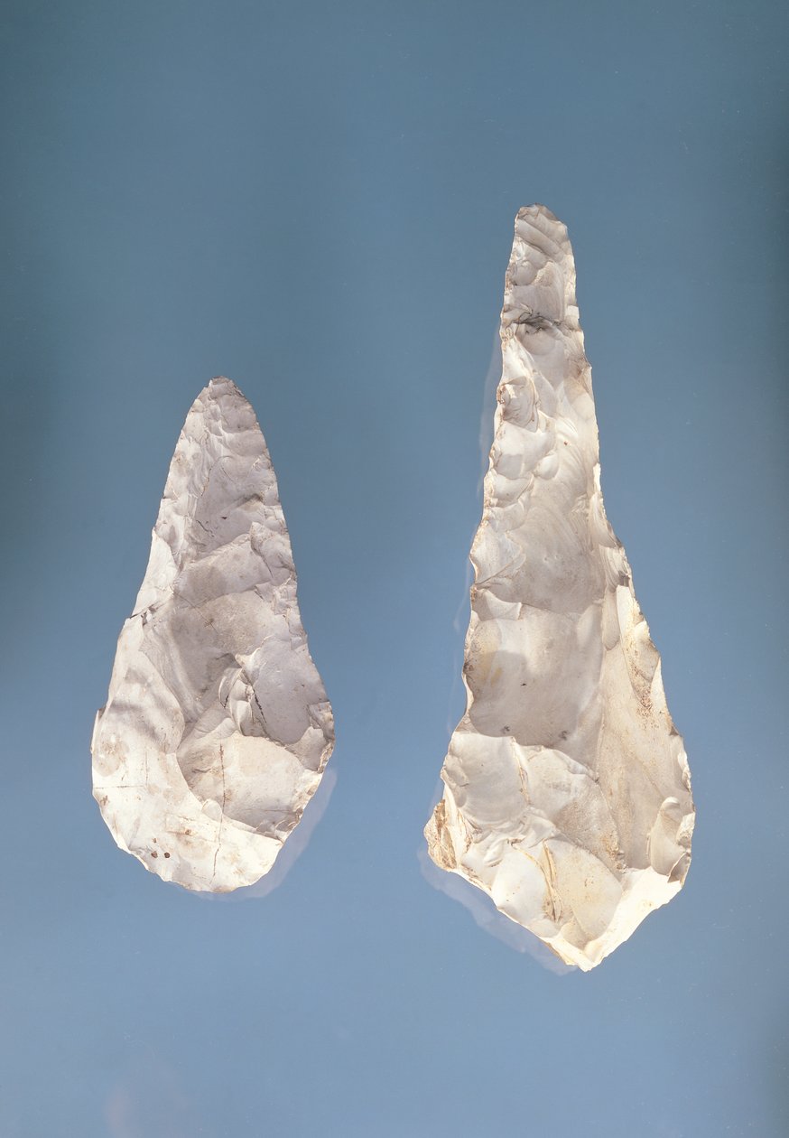 Dobbeltsidede knive, nedre acheuleiske periode (flint) af Paleolithic