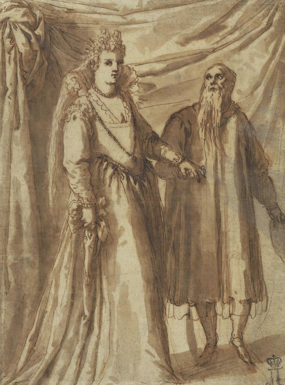 The Presentation of the Bride, ca. 1610 (pen, pensel og indisk blæk på papir) af Palma Il Giovane 1548 1628 Palma Il Giovane 1548 1628