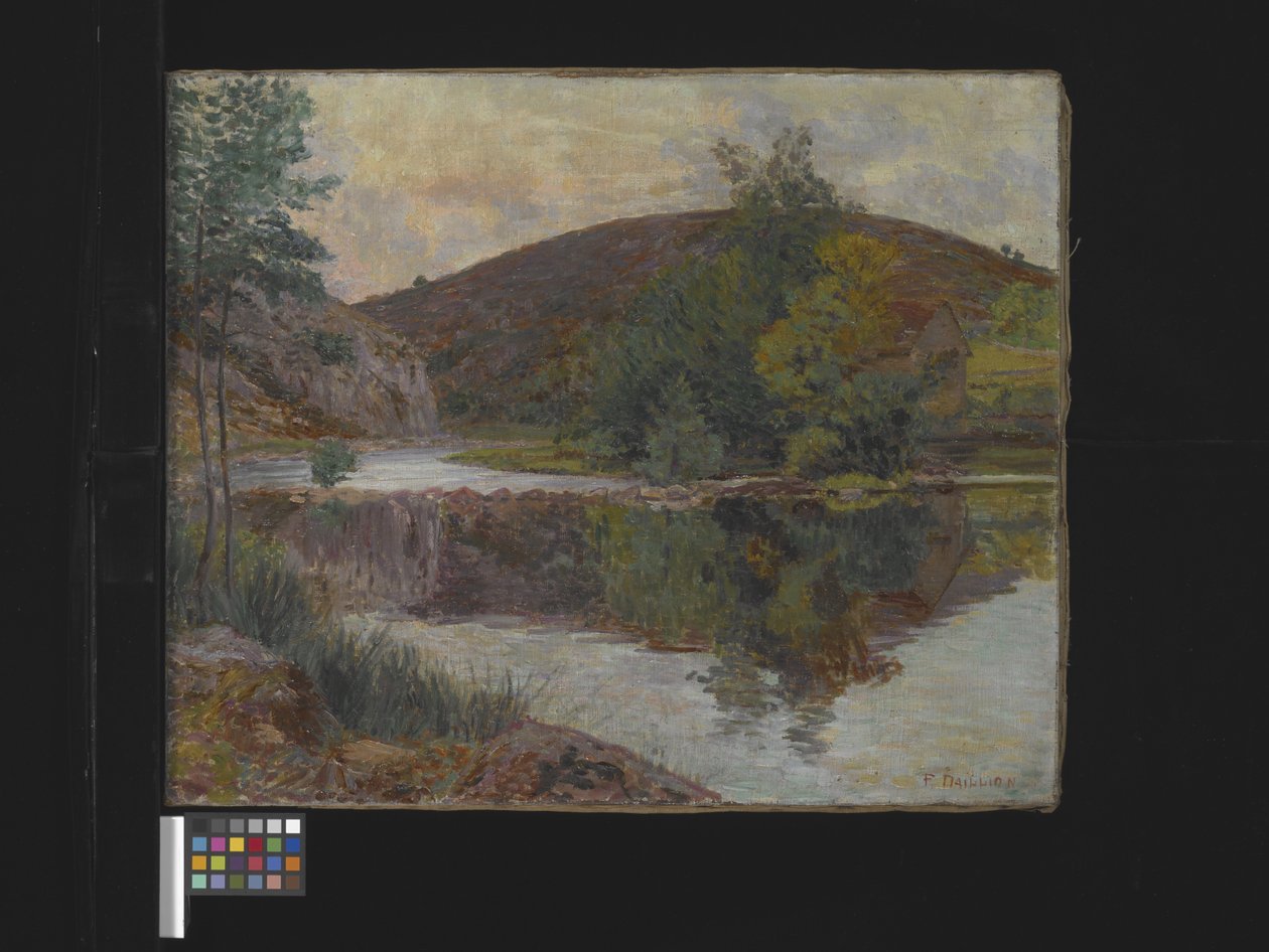 River Landscape, ukendt dato (olie på lærred) af Palma Daillion d