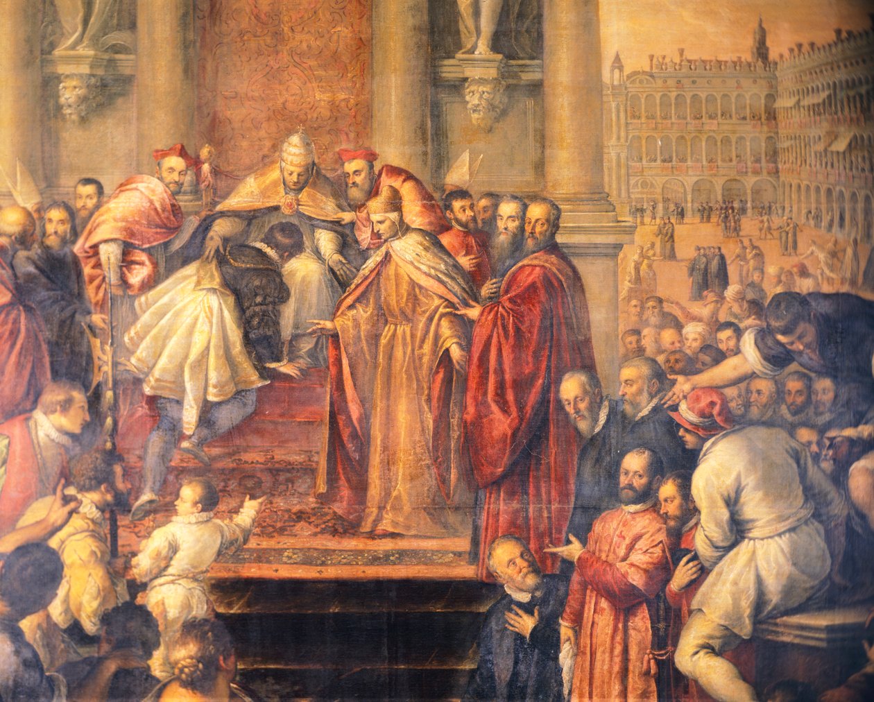 Paven sender unge Otto til Barbarossa for at forhandle fred (fresko) af Palma Il Giovane