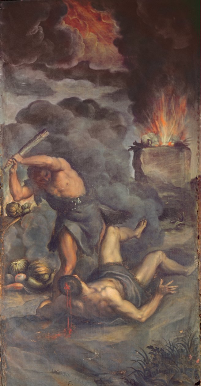 Interiør af orgelpaneldør forestillende Kain og Abel, 1600 af Palma Il Giovane