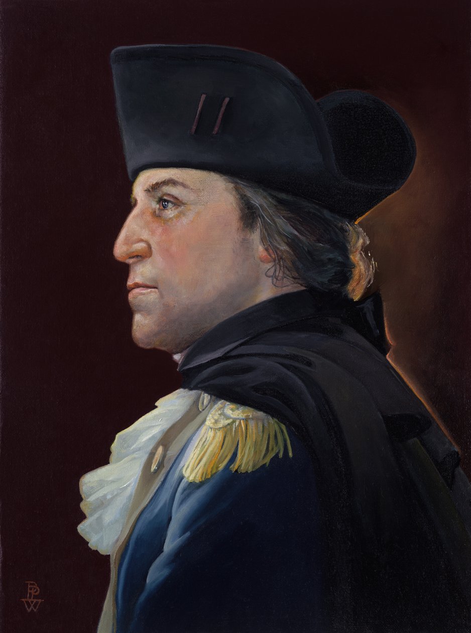 Ansigt til ansigt med fjenden - George Washington, 2010 (olie på lærred) af Pamela Patrick White