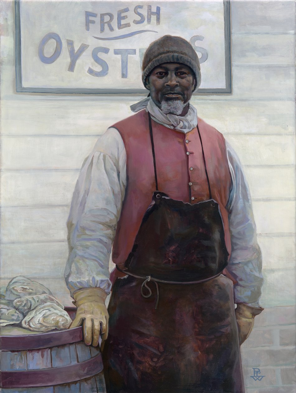 The Oysterman, 2016 (olie på lærred) af Pamela Patrick White