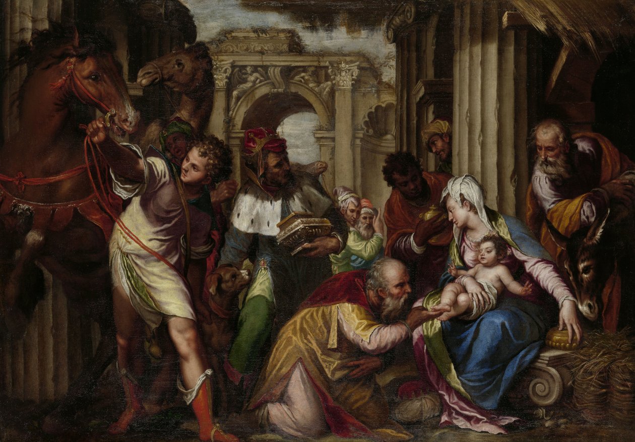 Magiernes tilbedelse, ca. 1585 af Paolo Farinati