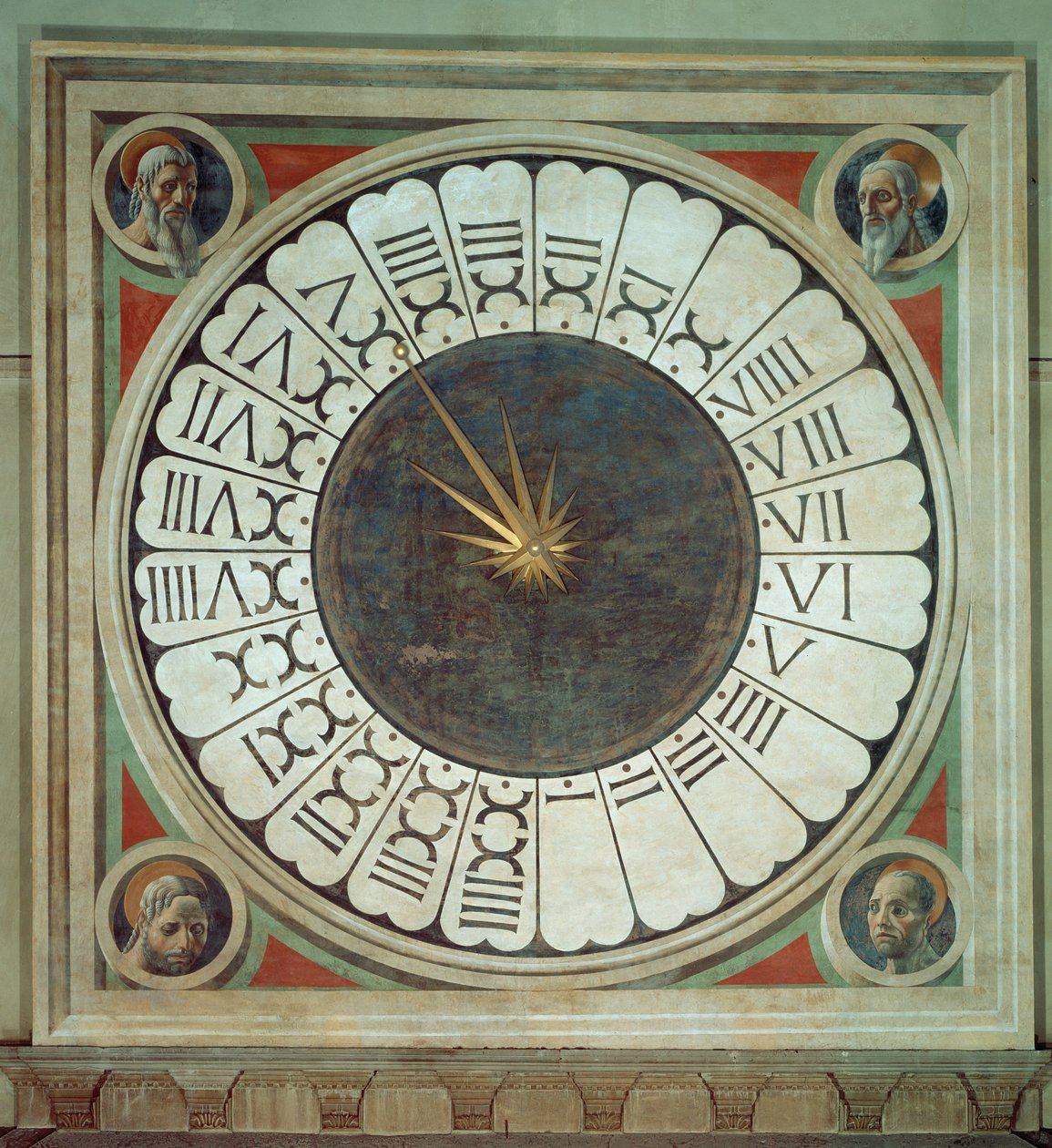 Kanonisk ur med hovedet af fire profeter, færdiggjort 1443 af Paolo Uccello