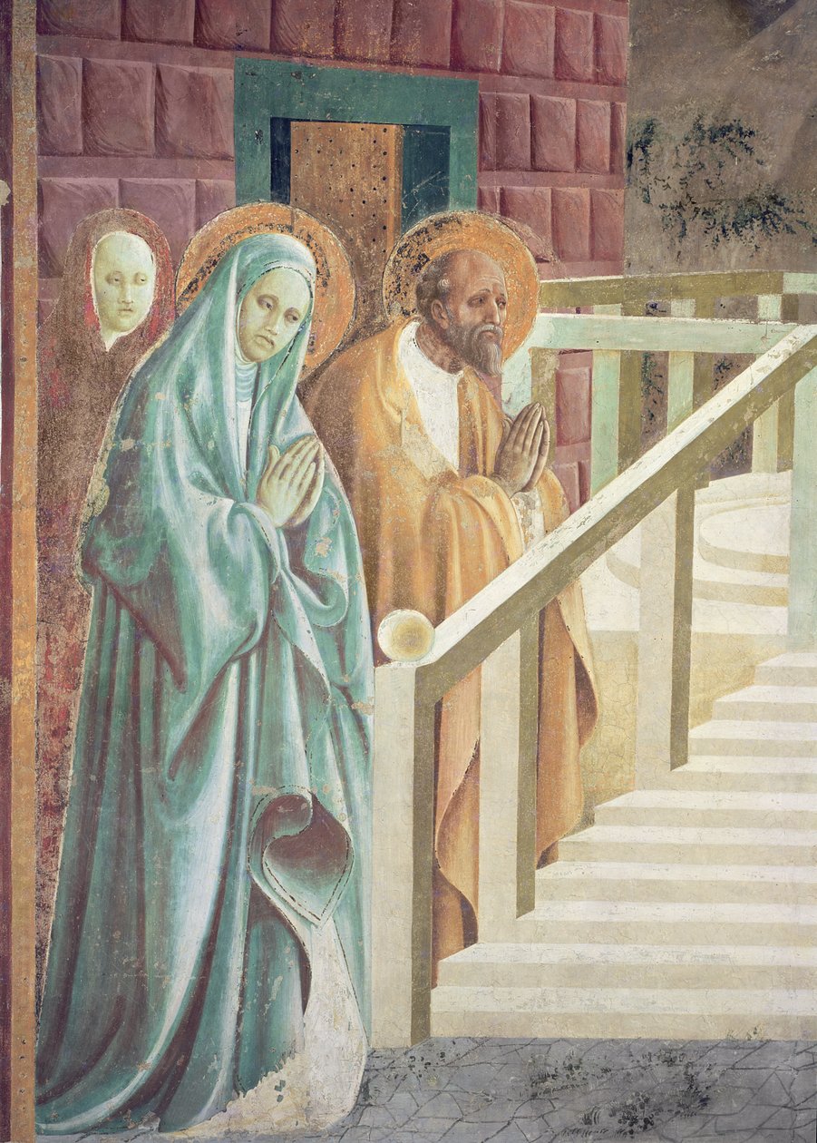 Sankt Anne og Joachim ved præsentationen af Maria i templet, 1433-34 (detaljer) af Paolo Uccello
