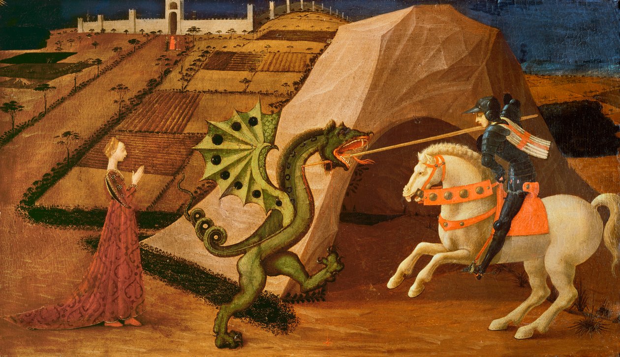 St. George and the Dragon, ca. 1439-40 (tempera på panel) (for detaljer se 85552) af Paolo Uccello