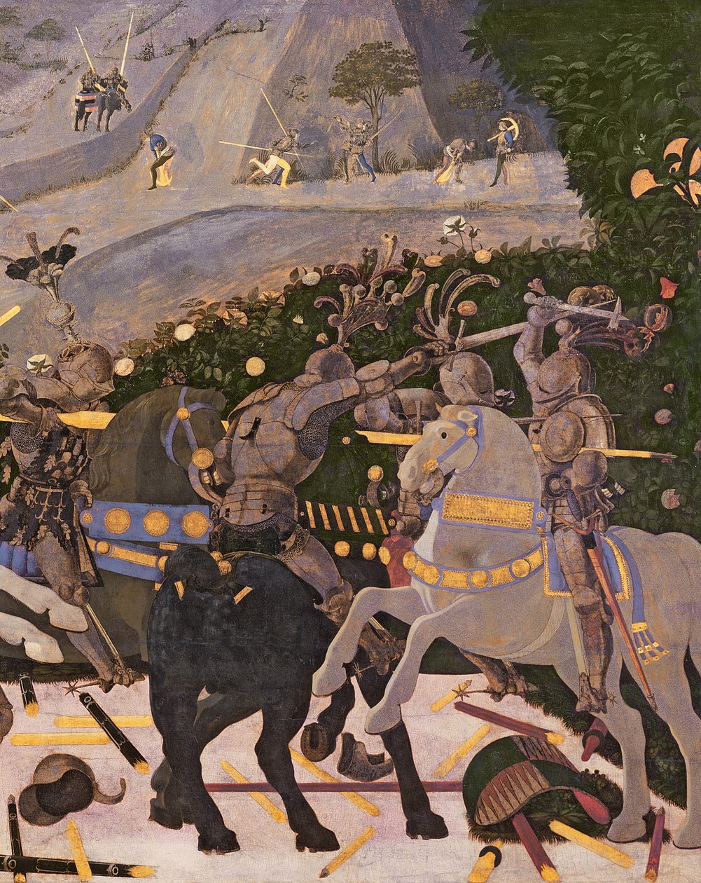 Slaget ved San Romano, c.1450-60 tempera på paneldetalje af 30690 af Paolo Uccello