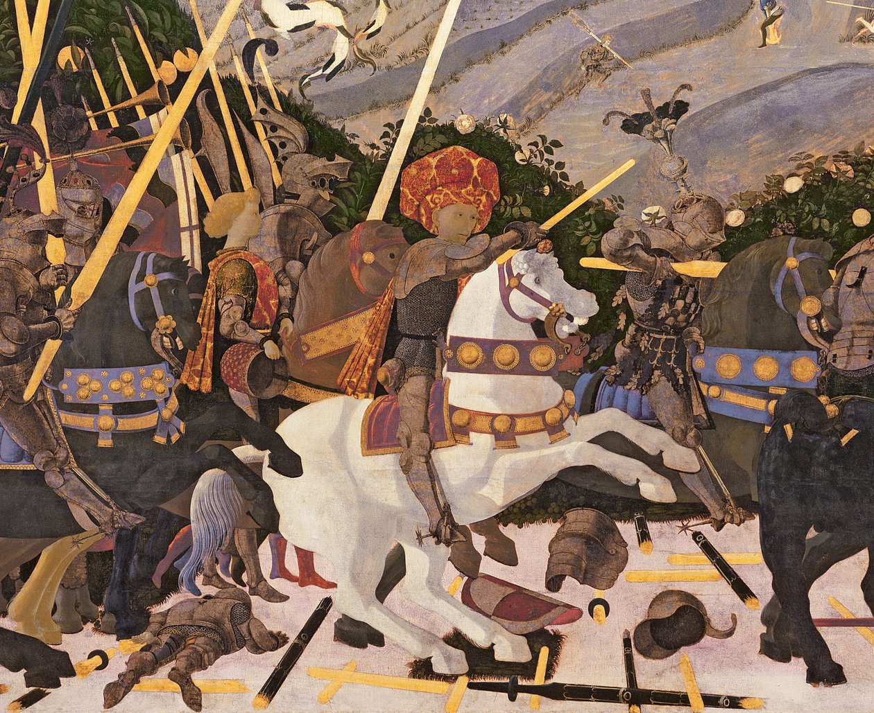 Slaget ved San Romano, c.1450-60 tempera på paneldetalje af 30690 af Paolo Uccello